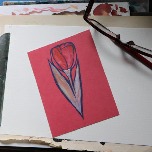 Red Tulip Spring Nature                            Postcard
