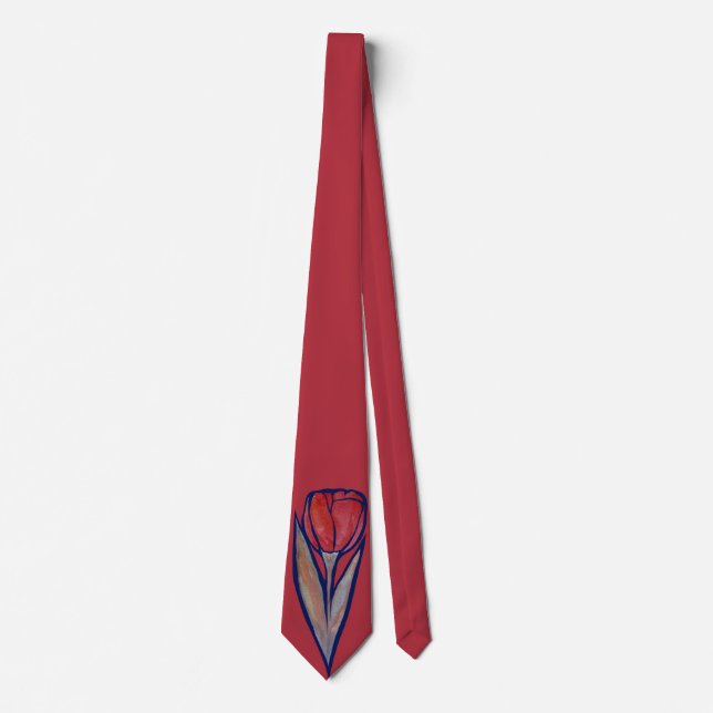 Red Tulip Spring Nature                            Tie (Front)