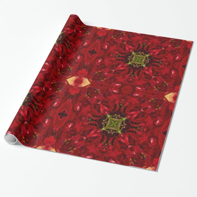 Red Tulip Square Wrapping Paper (Unrolled)