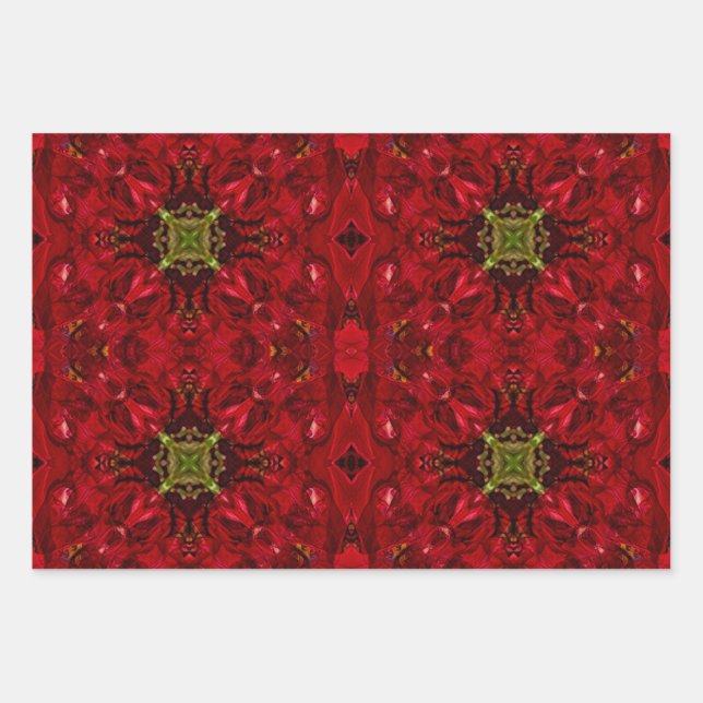 Red Tulip Square Wrapping Paper Sheet (Front)