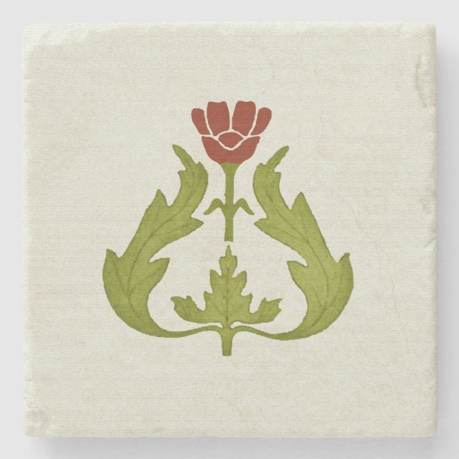 Red Tulip Stone Coaster (Front)