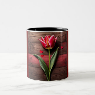 Red Tulip  Two-Tone Coffee Mug