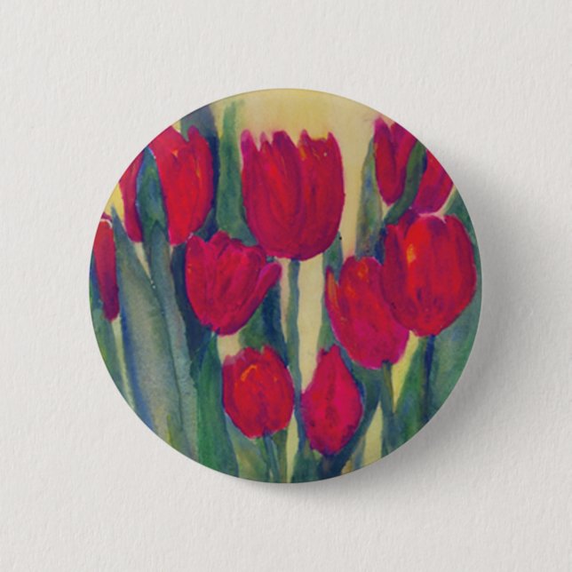 Red Tulips 2 Inch Round Button (Front)