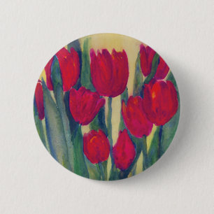 Red Tulips 2 Inch Round Button