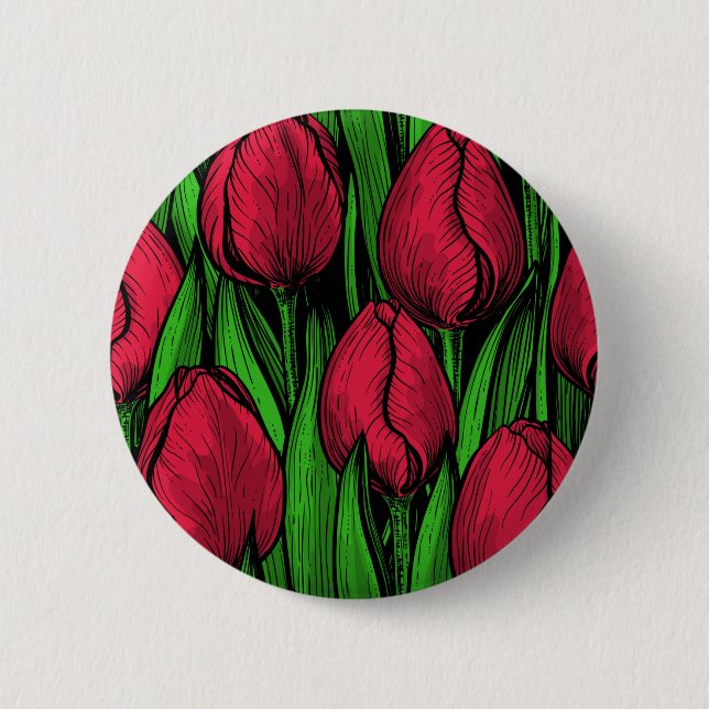 Red tulips 2 inch round button (Front)