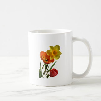 Red tulips and yellow daffodil flowers coffee mug
