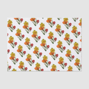 Red tulips and yellow daffodil flowers tissue paper