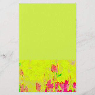 Red Tulips Border Yellow Green Stationery