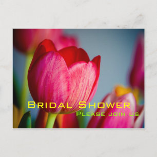 Red Tulips ・ Carte postale Invitation de douche nu