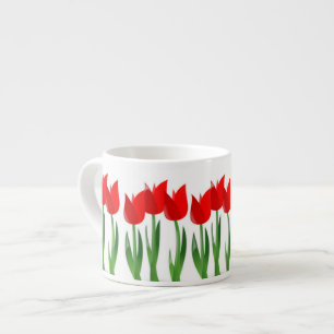 Red Tulips Ceramic Espresso Mug