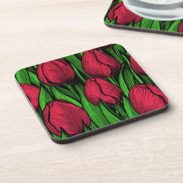 Red tulips coaster (Left Side)