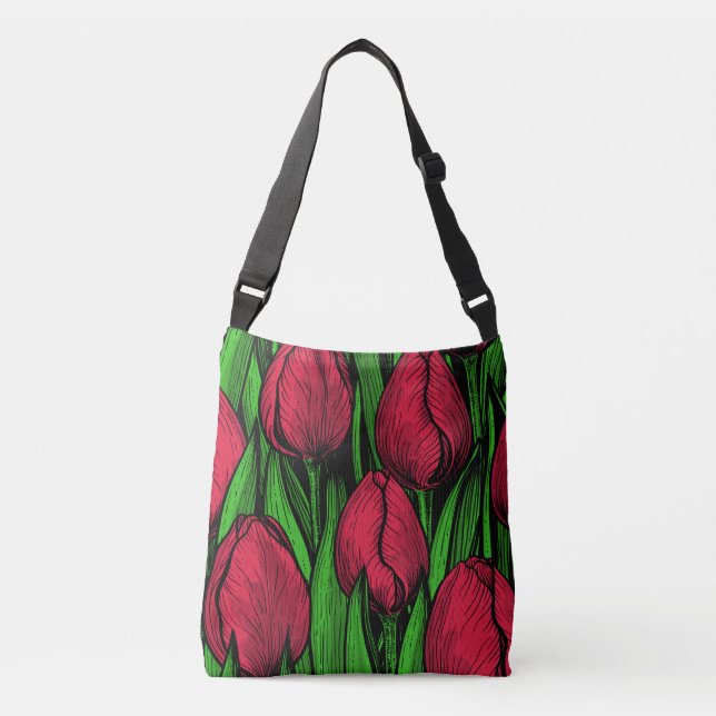 Red tulips crossbody bag (Front)
