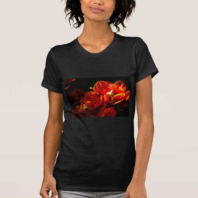 Red tulips dark background T-Shirt (Front)