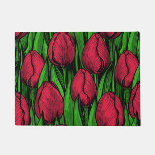 Red tulips doormat