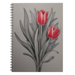 Red Tulips Floral Art Notebook