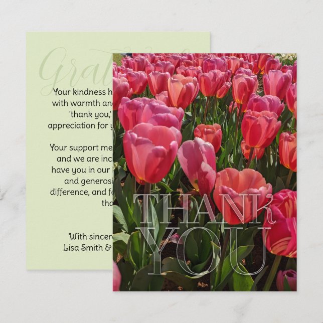 Red Tulips Flowers theme Thank You Card (Front/Back)