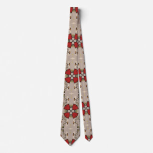 Red tulips geometric tie