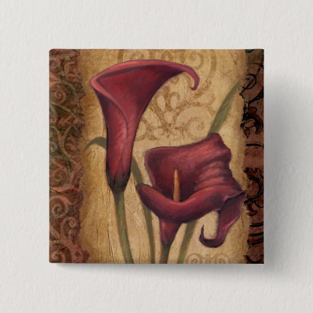 Red Tulips I 2 Inch Square Button (Front)