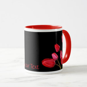 "Red Tulips on Black" Mug