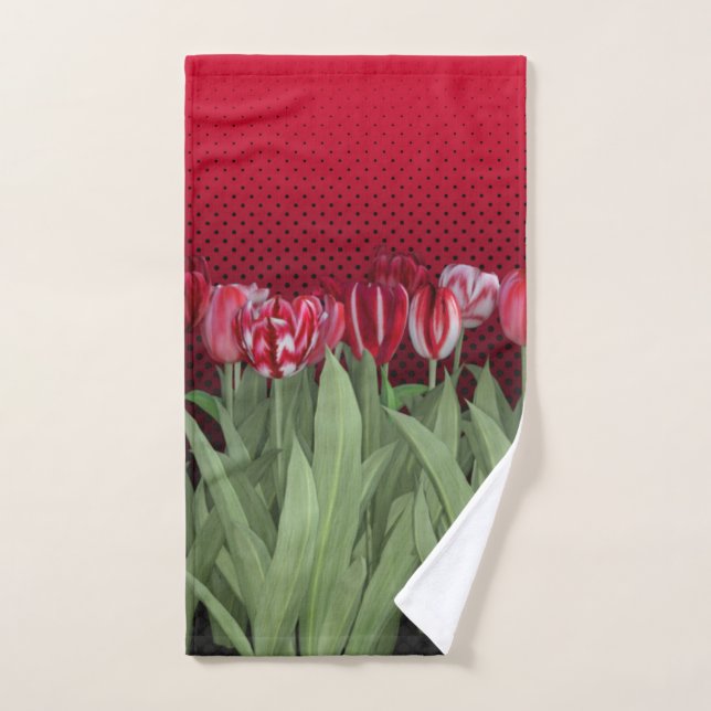 Red Tulips on Gradient Bath Towel Set (Hand Towel)