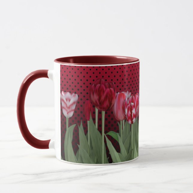 Red Tulips on Gradient Mug (Left)