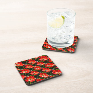 Red Tulips Pattern Coaster