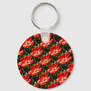 Red Tulips Pattern Keychain