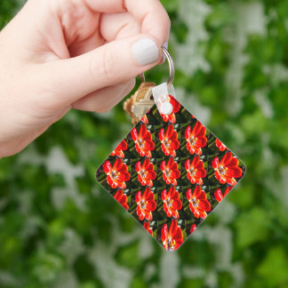 Red Tulips Pattern Keychain