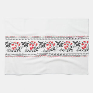Red tulips pattern kitchen towel