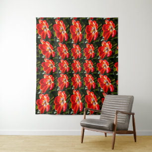 Red Tulips Pattern Tapestry