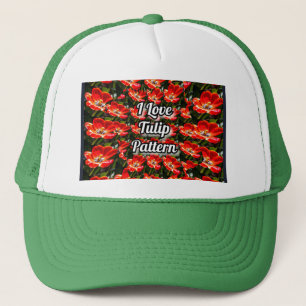 Red Tulips Pattern Trucker Hat
