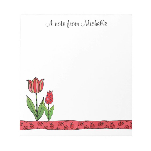 Red Tulips Personalized 5.5 x 6 Notepad (Front)