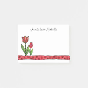 Red Tulips Personalized Post-it Notes