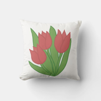 Red Tulips Pillow - 16 x 16 inch Toss Pillow