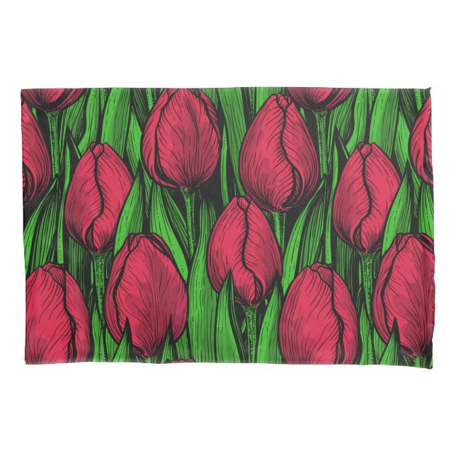 Red tulips pillowcase (Front)