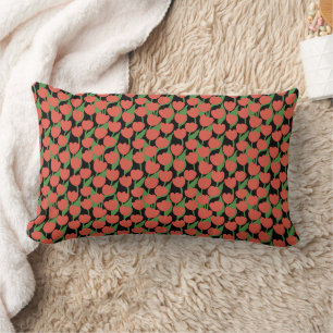 Red tulips retro, stylish lumbar pillow