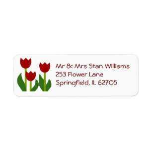 Red Tulips return address label