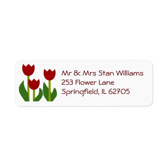 Red Tulips return address label (Front)