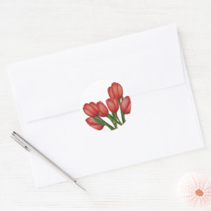 Red Tulips Round sticker