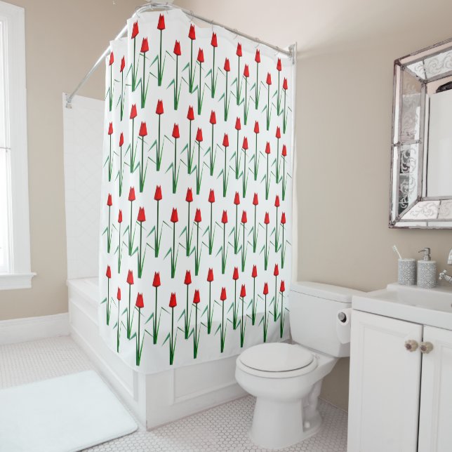 Red Tulips Shower Curtain (In Situ)