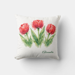 Red Tulips Throw Pillow