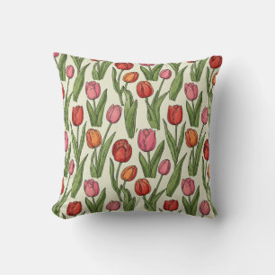 Red Tulips Throw Pillow
