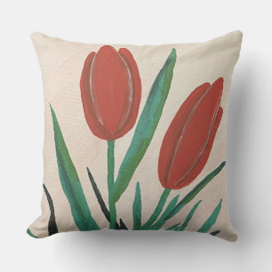 Red Tulips Throw Pillow