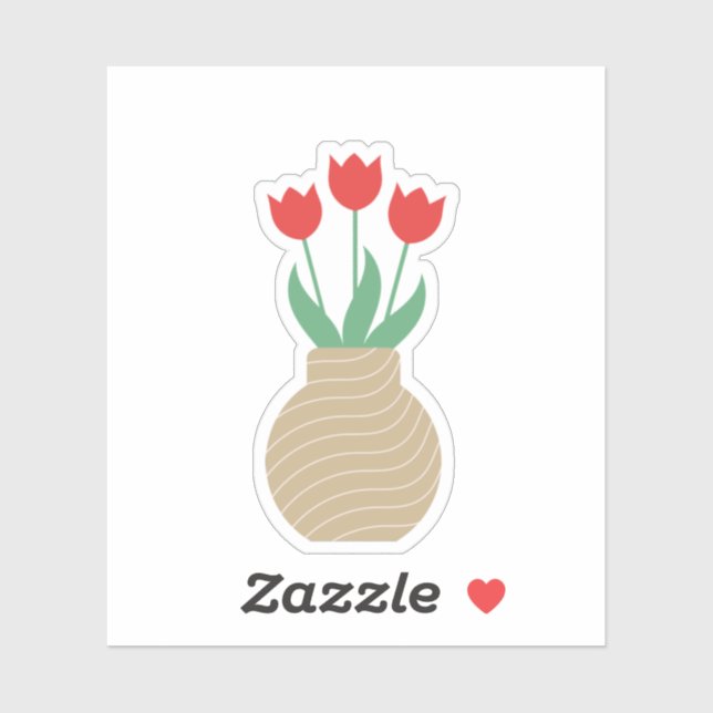 Red tulips vase  Custom-Cut Vinyl Stickers (Sheet)