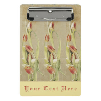 Red Tulips Vintage Style Personalized Mini Clipboard