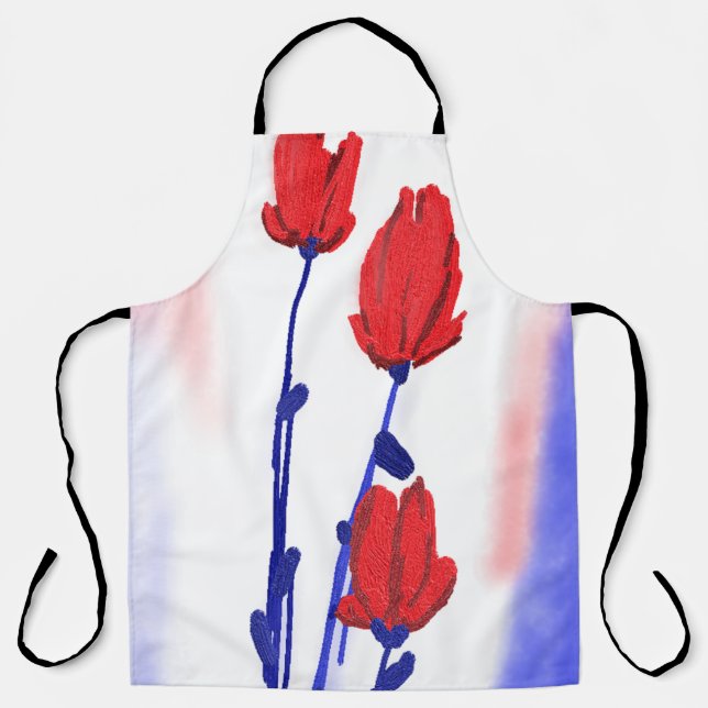 Red Tulips with Blue Apron (Front)