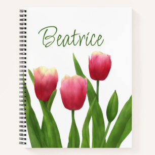 Red Tulips with Greenery Notebook