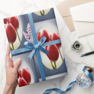 Red tulips wrapping paper
