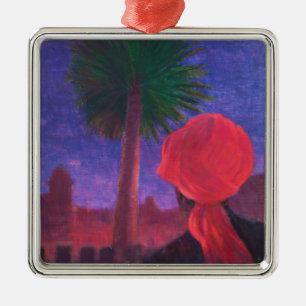Red Turban dusk Jodhpur 2012 Metal Ornament
