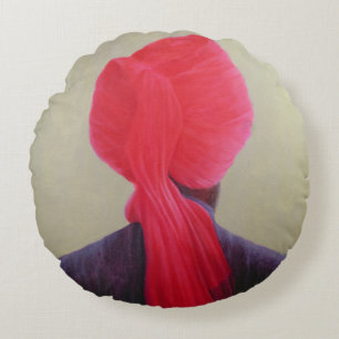 Red Turban Purple Jacket Round Pillow
